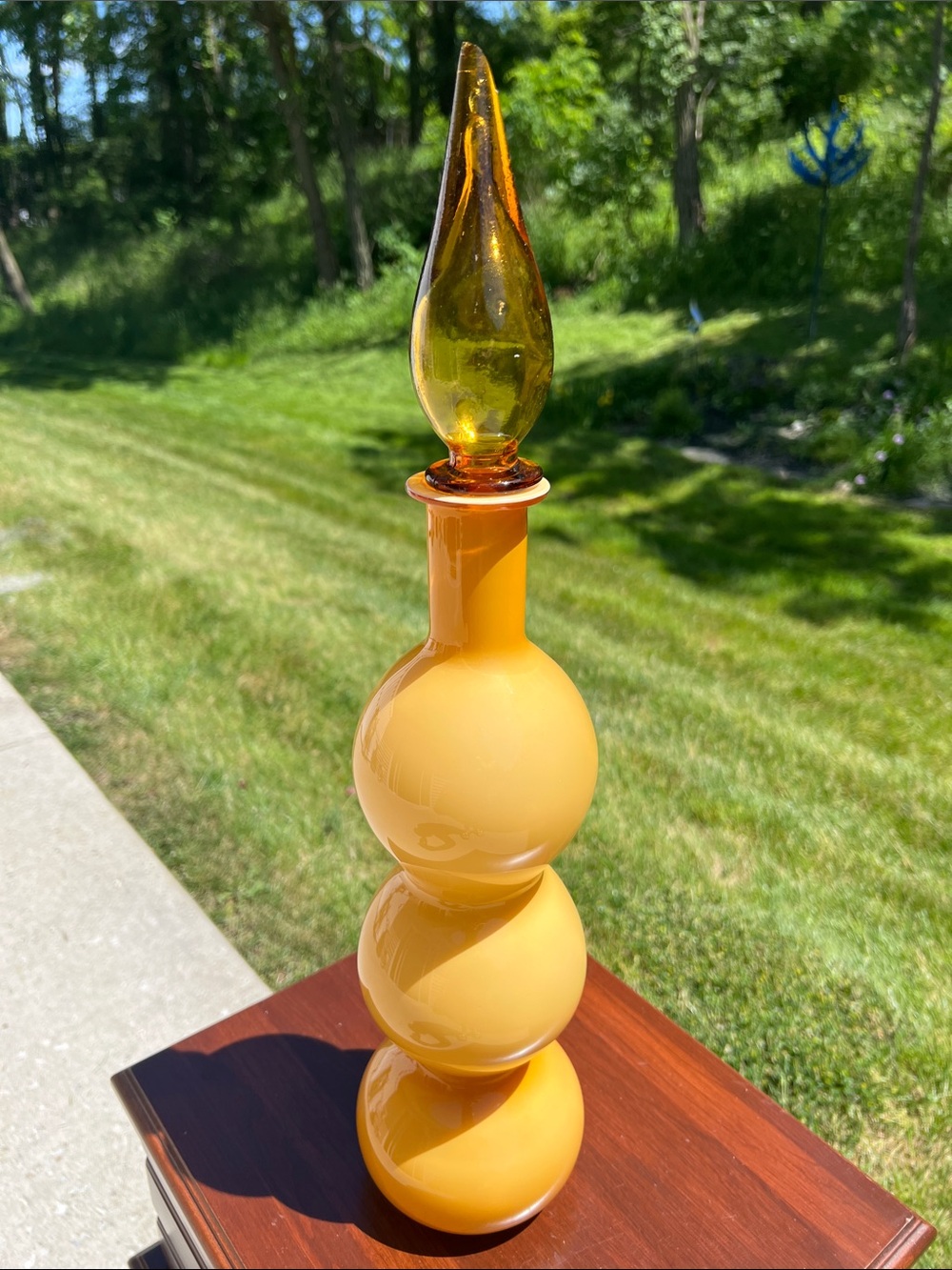 Vintage Atomic Space Age Empoli Genie Bottle Butterscotch Cased Italian Glass